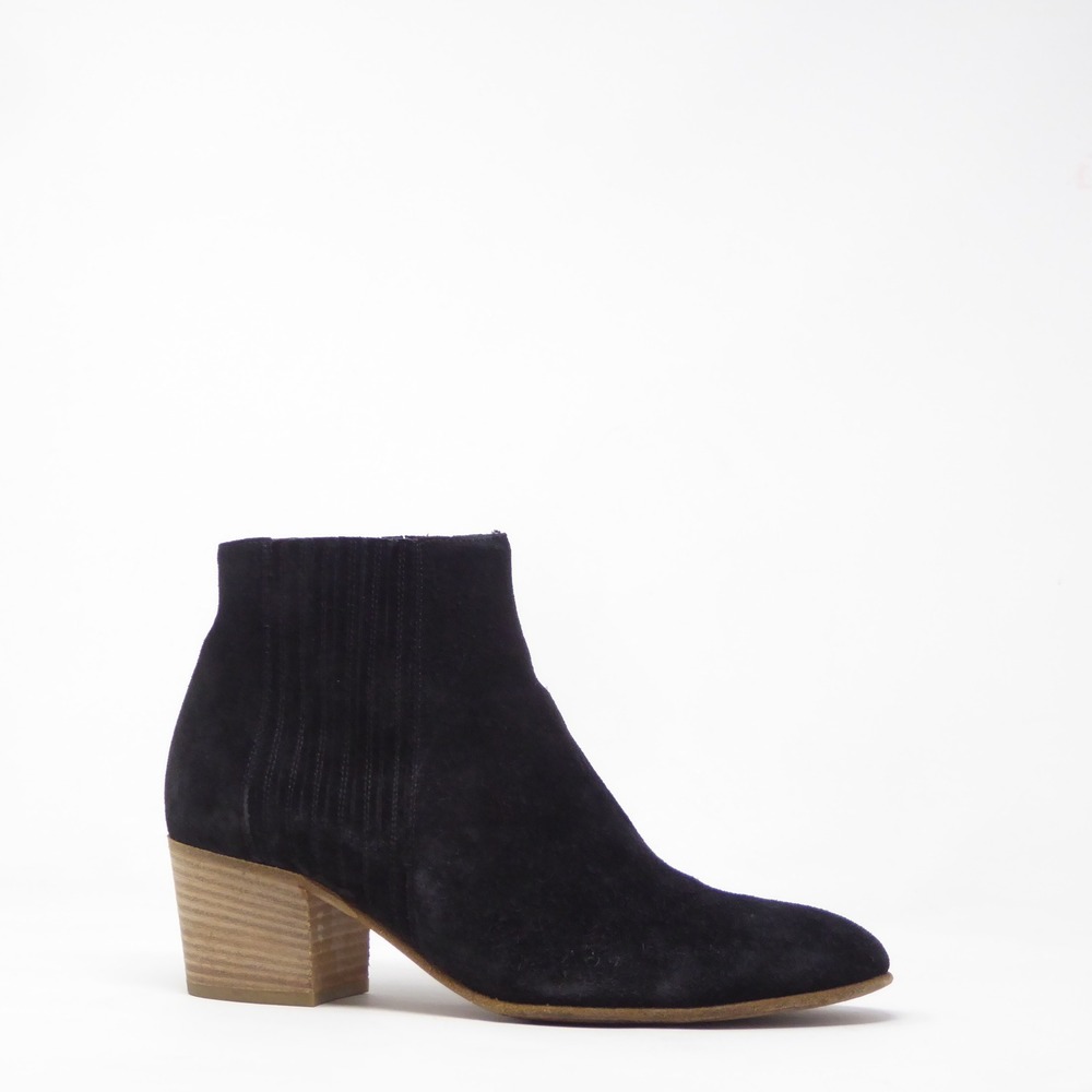 Vince Women Haider Ankle Boots Black Suede Block Heel 7.5M